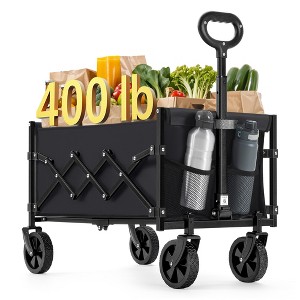 SONGMICS Folding Wagon, Portable Wagon Collapsible with Wheeels, Utility Pull Wagon, Camp Garden Cart with Handle, Loads Up to 400 lb - 1 of 4