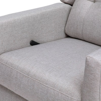 Misty Grey Swivel Recliner with Wood Base