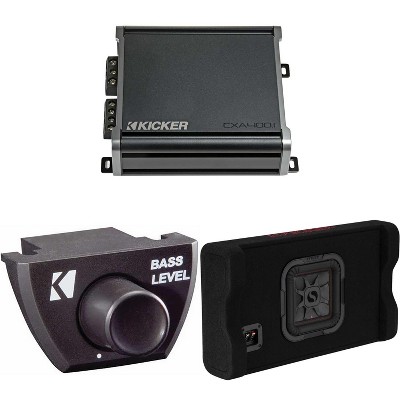Kicker 49L7TDF82 Down-Firing 8" L7T 2-Ohm Subwoofer Enclosure & CXA400.1 Amp, Bass Knob Bundle