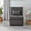 Multi-Functional Folding Ottoman Breathable Linen Fabric Recliner Chair Bed With Adjustable Backrest Modern Convertible Chair - 3 of 4