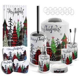 Hearth & Harbor Bathroom Accessories Set, Christmas Bathroom Set with Christmas Shower Curtain Set - 1 of 4