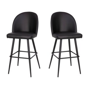 Taylor & Logan 2pk Barstools Black: Faux Leather, Counter Height, Metal Frame - 1 of 4