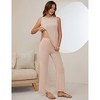Coolmee Women's 2 Piece Lounge Set Casual Matching Sets Sleeveless Crew Neck Tank Top Long Pants Pajamas Knit Outfits - 2 of 4