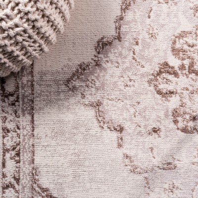 Alhambra Red and Cream Synthetic Medallion Area Rug