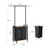2/3/4-Section Rolling Laundry Hamper Sorter with Hanging Rack, Lockable Wheels - Folding Laundry Basket Organizer for Bathroom, Laundry Room - 3 of 4