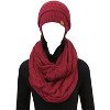 Wrapables Winter Warm Chunky Cable Knit Infinity Scarf and Beanie Set, Burgundy - 3 of 4