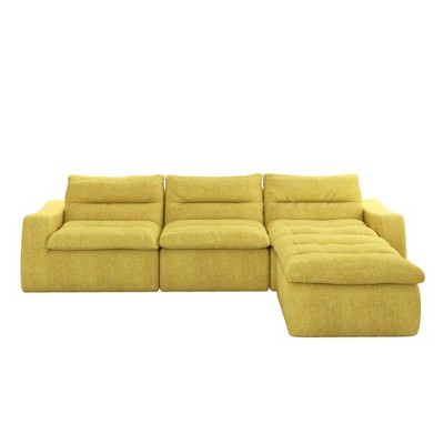 TiramisuBest Modular Right Sofa Seat–L-Shaped Lazy Floor Couch,Compressed Beanbag-Style Sofa with Ergonomic Design,No Assembly Required–Beige