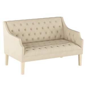 Tufted Settee Linen with Natural Legs - Threshold