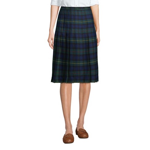 Lands End School Uniform Women s Plaid Pleated Skirt Below The Knee 4 Hunter classic Navy Plaid Target