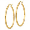 Black Bow Jewelry 2mm, 14k Yellow Gold Classic Round Hoop Earrings, 35mm (1 3/8 Inch) - 2 of 4