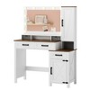 Fredees Makeup Vanity Desk: Mirror, Light, Farmhouse Style, 2 Drawers, Charging Station, 3 Color Lighting Modes, for Girls - 3 of 4