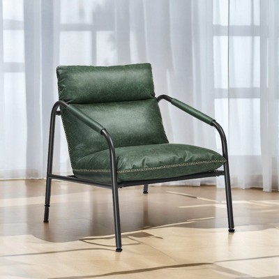 VASAGLE EKHO Collection - Accent Chair, Metal Framed Armchair, Synthetic Leather with Stitching, Mid-Century Modern, Sling Chair