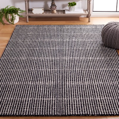 Handmade Black Abstract Wool 4' x 6' Tufted Area Rug