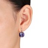 EVERLY JEWELRY | Rose Plated Sterling Silver Cushion-shape Simulated Purple Cat Eye Hinged Hoop Earrings - 2 of 3