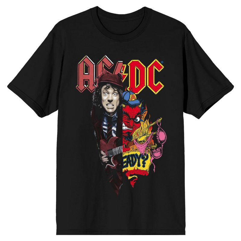 ACDC Guitar Player Demon Split Men's Black T-shirt, 1 of 4
