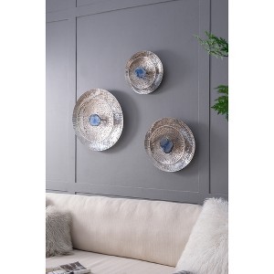Silver Textured Oversized Disc, Wall Decor for Living Room Bedrrom Entryway Office, Set of 3 - 1 of 1