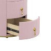 ORRD Pink Upholstered Round Nightstand with 3 Drawers, Marble-Top Bedside Table with Metal Handles, Fully Assembled Except Handles - 4 of 4