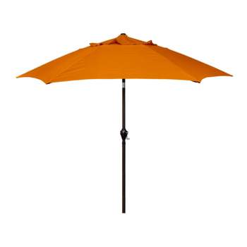 9' x 9' Aluminum Market Patio Umbrella with Crank Lift and Push Button Tilt Tuscan - Astella