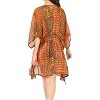 LA LEELA Women's Beach Cover Up Vacation Beachwear Mini Bathing Suit Loose Beach Dress Bikini Tunics Summer Small-Medium Orange, Abstract - 4 of 4