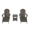 WestinTrends Tuscany HIPS Outdoor Patio Folding Adirondack Chairs with Ottomans and Side Table (5-Piece Conversation Set) - 4 of 4