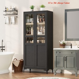 63 in Tall Storage Cabinet, Kitchen Pantry Cabinet 5 Tier Bathroom Cabinet w/ 4 Doors Adjustable Shelves for Kitchen, Dining Room, Bathroom - 1 of 4