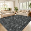 Washable Vintage Foral Rug Non Slip Low Pile Rug Soft Retro Throw Floor Cover Foldable Indoor Carpet for Living Room Bedroom Playroom Nursery - 3 of 4