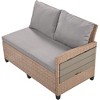CAVINAS 5-Piece Outdoor Patio Rattan Sofa Set, PE Wicker L-Shaped Garden Furniture for Balcony and Apartment with Soft Cushions, Gray - 3 of 4