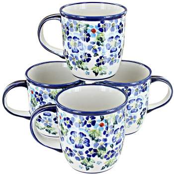 Blue Rose Polish Pottery 1800 Zaklady 4PC Mug Set