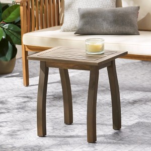 TUYOHW Acacia Wood Patio End Table,19x15x19 inch Weather-Resistant Patio Side Table for Backyard,Pool,indoor Companion,Rectangle - 1 of 4