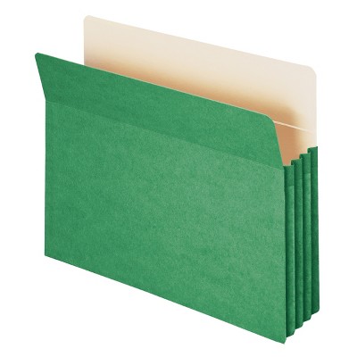 Smead File Pocket, Straight-Cut Tab, 3-1/2" Expansion, Letter Size, Green, 25 per Box (73226)