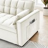 LOVMOR Sleeper Sofa Couch w/Pull Out Bed, 55" Modern Velvet Convertible Sleeper Sofa Bed, Small Love seat Sofa Bed w/Pillows & Side Pockets - 4 of 4