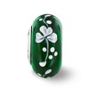 Black Bow Jewelry Fenton Green Hand Painted Clover Glass & Sterling Silver Bead Charm - 4 of 4