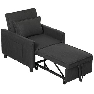 3-in-1 Convertible Chair Bed, Pull Out Sofa Bed Sleeper Chair with Adjustable Backrest, Pillow, and Pockets - 1 of 4