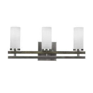 Toltec Lighting Belmont 3 - Light Vanity in  Graphite/Distressed Wood with 2.5" White Muslin Shade - 1 of 1