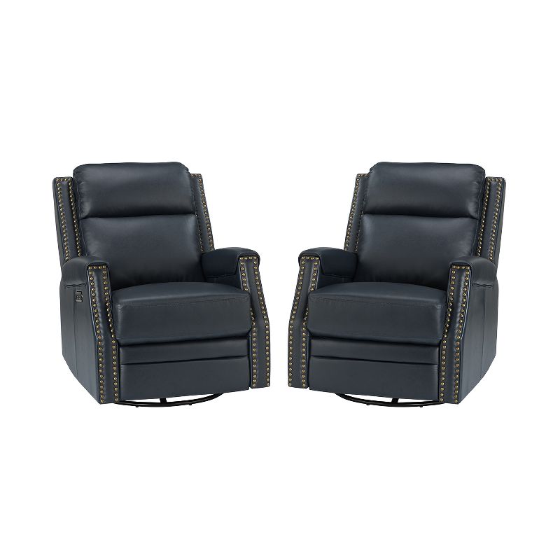 Set of 2 Hieronymus Genuine Leather Power Rocking Recliner with Tufted Design | ARTFUL LIVING DESIGN, 1 of 12