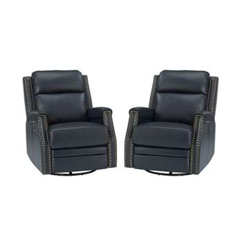 Set of 2 Hieronymus Genuine Leather Power Rocking Recliner with Tufted Design | ARTFUL LIVING DESIGN