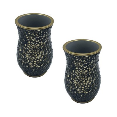 Cameo Tumbler for Mouth Rinsing , Holds Your Toothbrushes and Toothpaste - Great Makeup Brush Holder, Non-Slip Protective Silicone Feet -  2 Pack