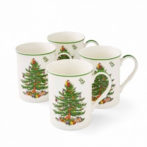 Spode Christmas Tree Stackable Mugs, Set of 4 - Festive 12oz Holiday Coffee Cups - Fine Earthenware, Space-Saving Design, Dishwasher & Microwave Safe - 1 of 4