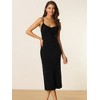 Seta T Women's Summer Sleeveless Drawstring V Neck Spaghetti Strap Bodycon Midi Cami Dresses - 2 of 4