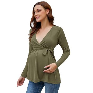 LXT- Maternity Shirts Maternity Tops Pregnancy Tunic Top - 1 of 4