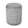 Okak Minimalist LightWeight Concrete Outdoor Side Table Indoor End Tables, Decorative Garden Accent Table Stools for Yard Balcony Patio, White - 4 of 4