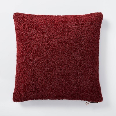 Oversized Boucle Square Throw Pillow with Exposed Zipper Burgundy - Threshold™ designed with Studio McGee