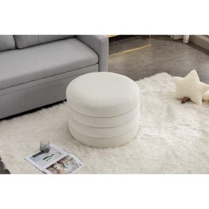 TUYOHW Round Ottoman,Footstool with Soft Padded Seat,Ottoman for Living Room,Bedroom,Entryway - 1 of 4