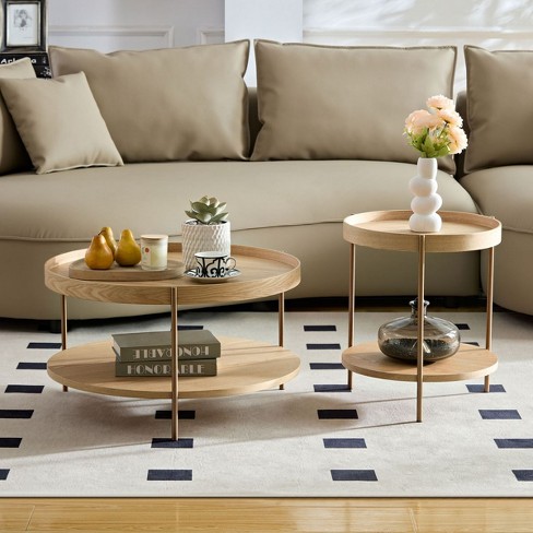 modernluxe 2 in 1 coffee table round nest of tables