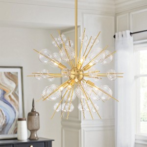 Rennnsan Stalara 25"W 6-Light Sputnik Bubble Glass Modern Dimmable Chandelier in Silver - 1 of 4