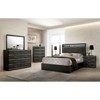 Vynxaria 1x Nightstand Solid wood Warm Gray Sleek Modern Lines Chrome Trim Insert Contemporary Bedroom Furniture - 2 of 4