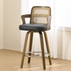 Bekrvio 26" Swivel Counter Height Bar Stools Set of 1/2/3/4,Faux Leather Upholstered Bar Chairs with Back & Arm for Kitchen Island,Black - 2 of 4