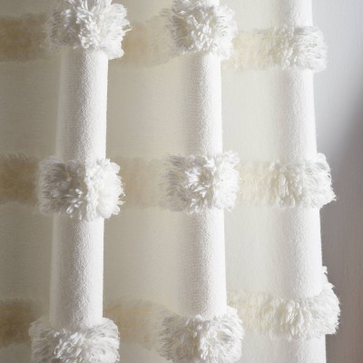 White Cotton Light-Filtering Rod Pocket Back Tab Curtains, 50" x 95"