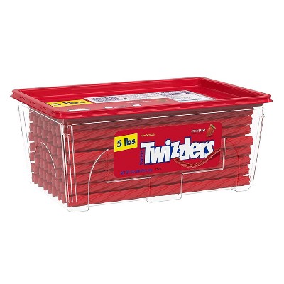 TwizzlersTwists Strawberry Flavored Licorice Style, Low Fat Candy Tub, 5 lb