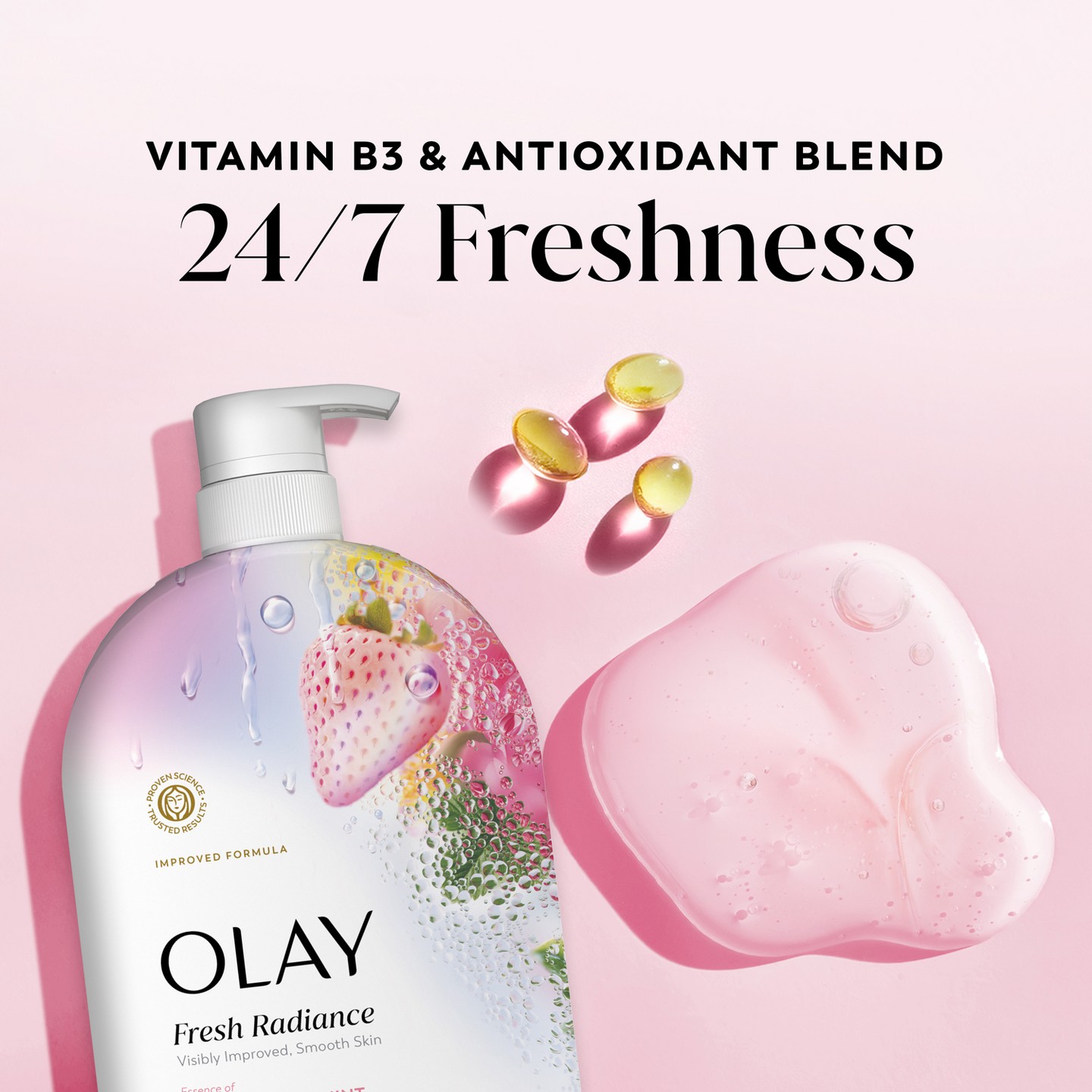Гель для душа Olay Fresh Radiance, Strawberry and Mint, 35 fl oz, цвет: Мятный — фото 5